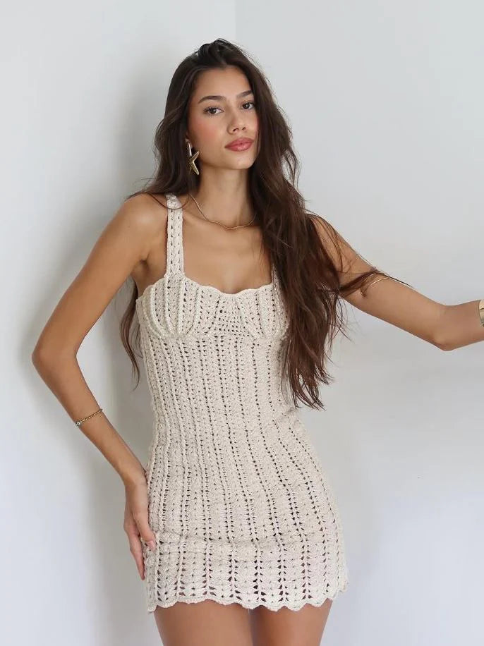 Crochet Knit Mini Dress