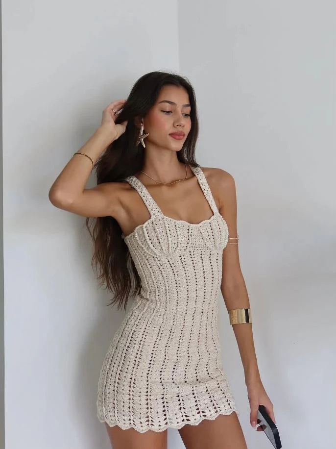 Crochet Knit Mini Dress