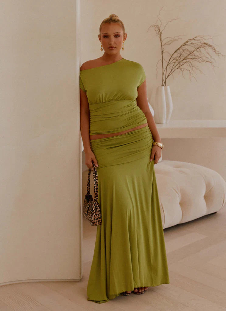 Olive Ruched Set