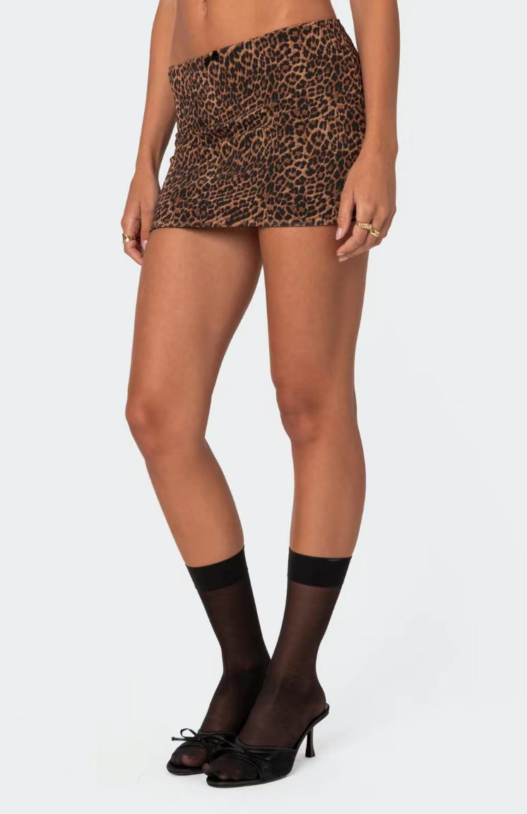 Leopard Print Mini Skirt