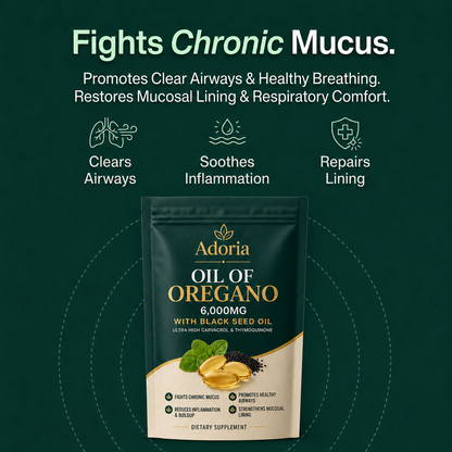 ADORIA OREGANO & BLACK SEED OIL - CLEARS CHRONIC MUCUS BUILDUP