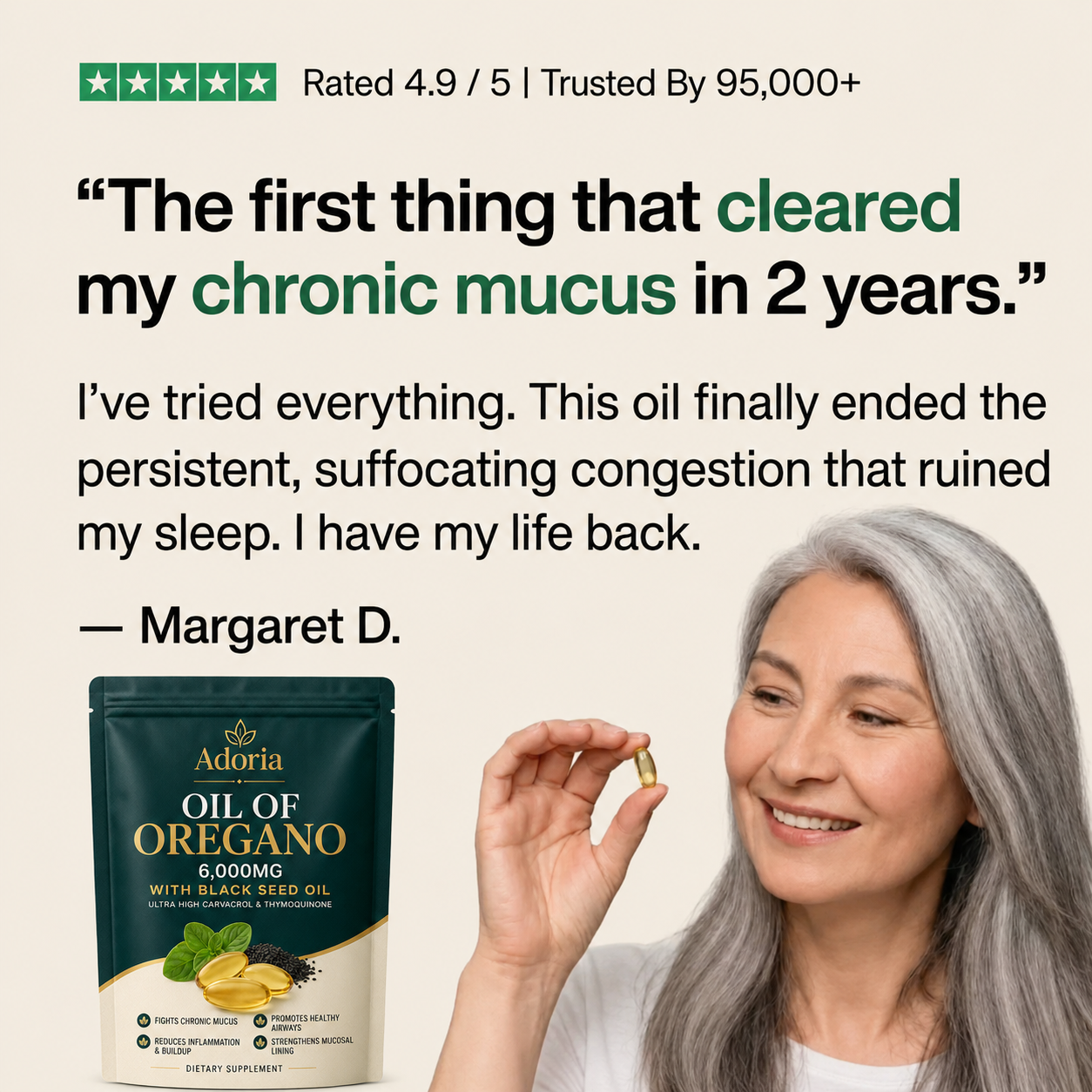 ADORIA OREGANO & BLACK SEED OIL - CLEARS CHRONIC MUCUS BUILDUP