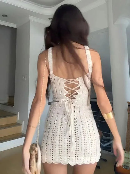 Crochet Knit Mini Dress