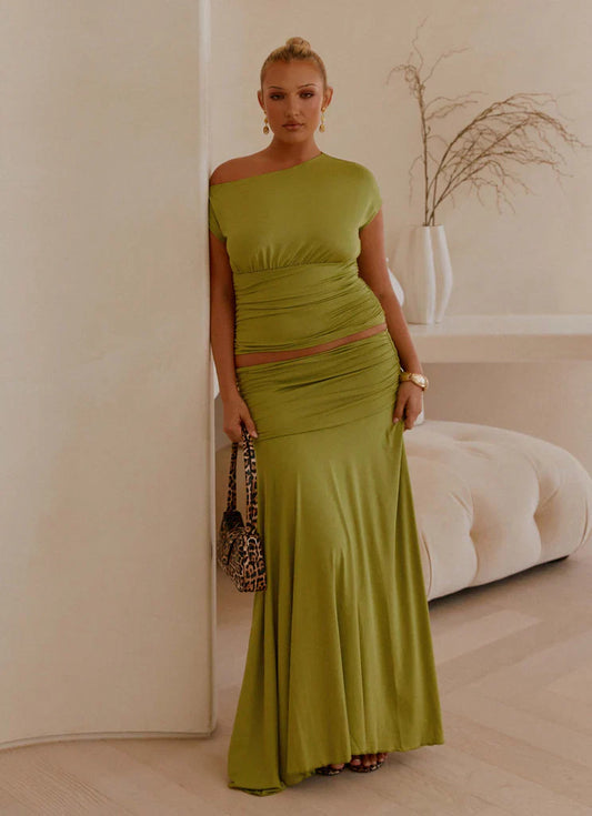 Olive Ruched Set