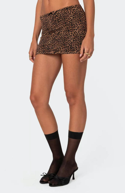 Leopard Print Mini Skirt